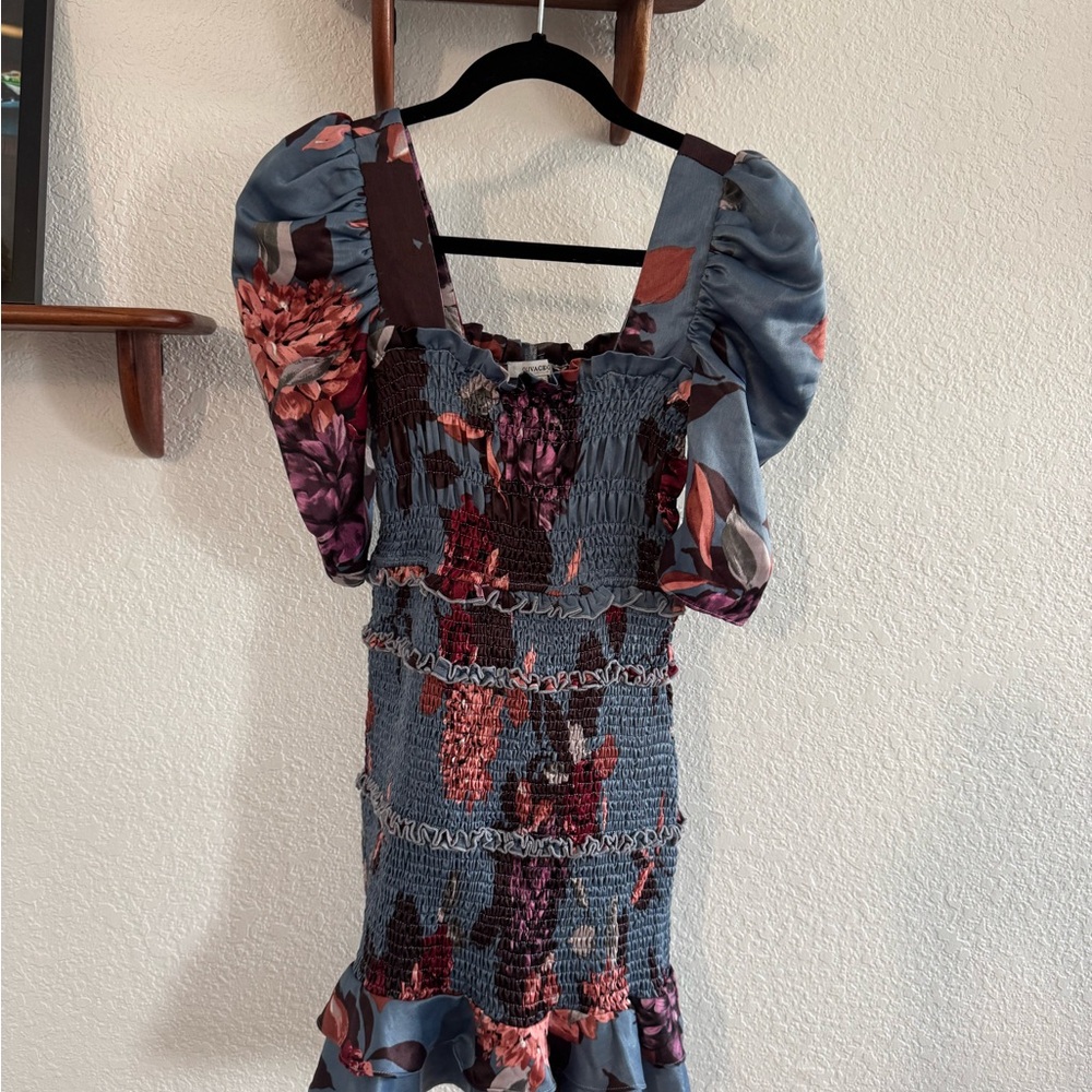 Olivaceous Floral Puff Sleeve Dress
